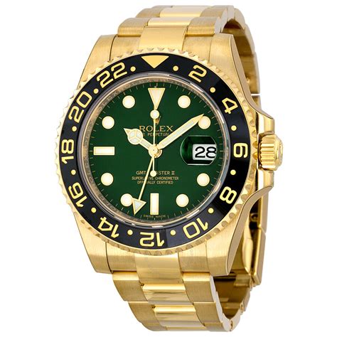 rolex gmt full gold green dial|Rolex gold with green face.